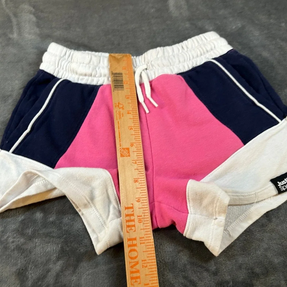 Justice Sport Colorblock Shorts Girls Medium 10 Pink Navy White Athletic